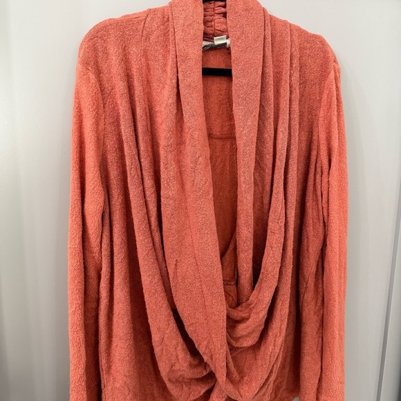 Anthropologie Saturday Sunday Faux Wrap Soft Sweater Burnt Orange Size Large - Picture 6 of 6